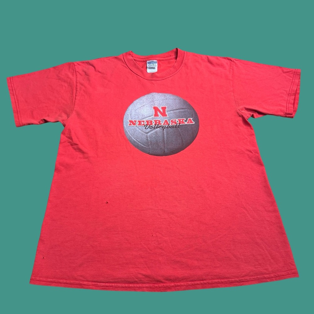 Vintage Nebraska Huskers Volleyball L T Shirt Culver's 2 Sided Distressed NCAA